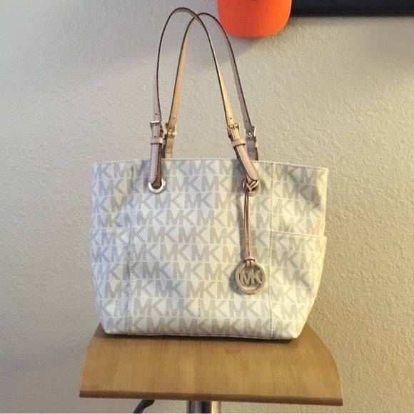 Michael Kors Handbags - Michael Kors Cream and Tan Signature Tote